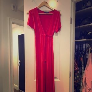 Red wrap dress